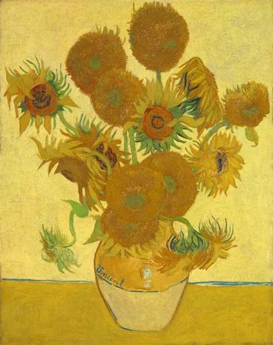 Still Life Vase With Fourteen Sunflowers
